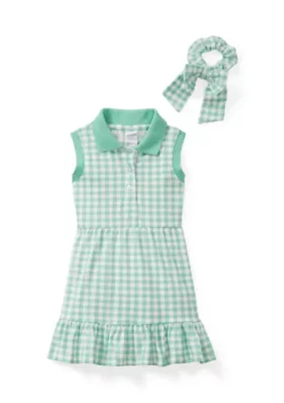 Toddler Girls Dress with Bow Tailed Scrunchie