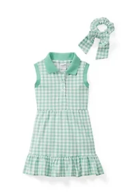 Toddler Girls Dress with Bow Tailed Scrunchie