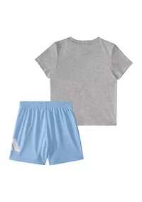 Toddler Boys Two-Piece Short Sleeve Cotton Heather Tee & Elastic Waistband Logo Set