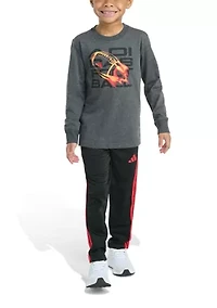 Toddler Boys Two Piece Long Sleeve Sport Graphic T-Shirt and Pants Set