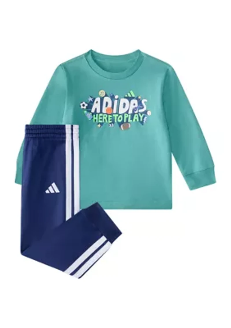 Baby Boys Two Piece Long Sleeve Graphic Cotton T-Shirt and Joggers Set