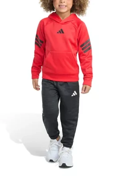 Toddler Boys Two Piece Poly Fleece 3-Stripe Pullover and Joggers Set