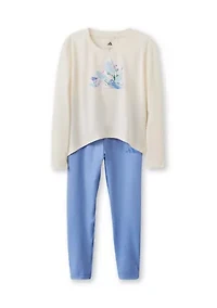 2-Piece Long Sleeve Tee and Glitter Legging Set