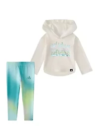 Girls 4-6x Two Piece Long Sleeve Hooded Heather T-Shirt and Printed Leggings Set
