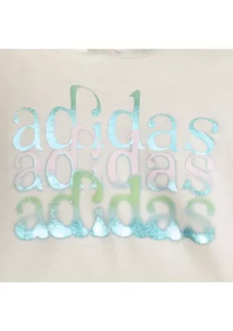 Girls 4-6x Two Piece Long Sleeve Hooded Heather T-Shirt and Printed Leggings Set