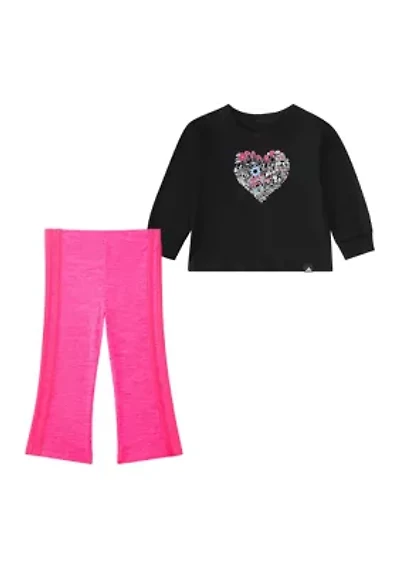 Baby Girls Two Piece Long Sleeve Graphic T-Shirt and Flare Pants Set