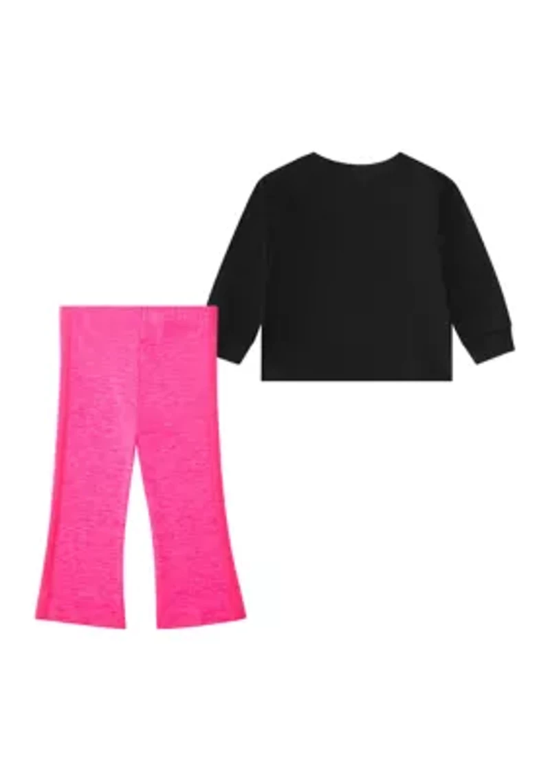 Baby Girls Two Piece Long Sleeve Graphic T-Shirt and Flare Pants Set