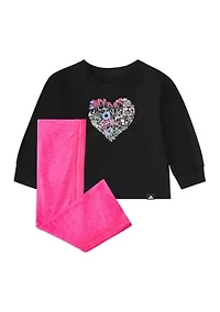 Baby Girls Two Piece Long Sleeve Graphic T-Shirt and Flare Pants Set