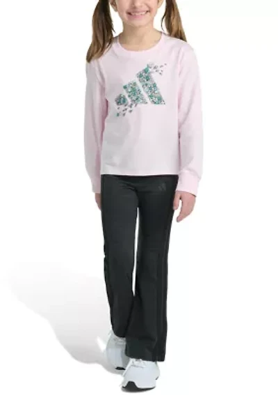 Toddler Girls Two Piece Long Sleeve Graphic T-Shirt and Flare Pants Set