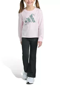 Toddler Girls Two Piece Long Sleeve Graphic T-Shirt and Flare Pants Set