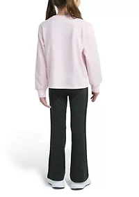 Toddler Girls Two Piece Long Sleeve Graphic T-Shirt and Flare Pants Set