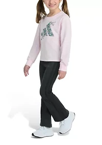 Toddler Girls Two Piece Long Sleeve Graphic T-Shirt and Flare Pants Set