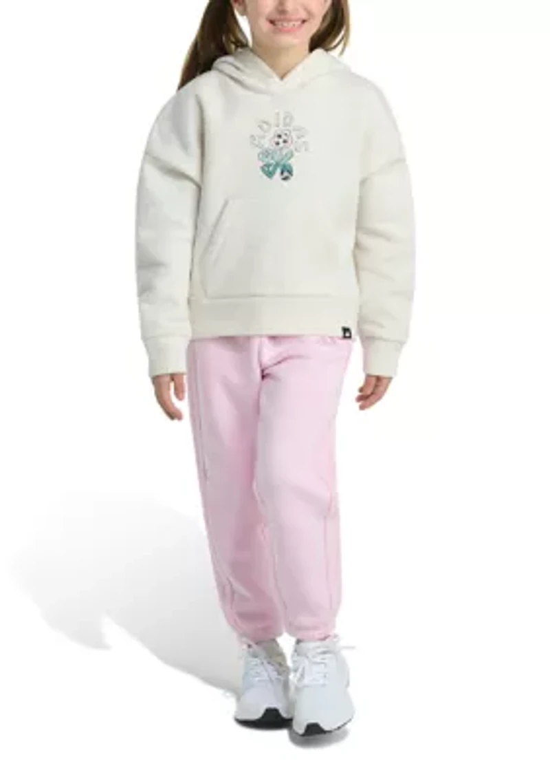 Toddler Girls Two Piece Long Sleeve Hooded Heather Pullover and Joggers Set