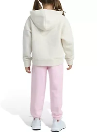 Toddler Girls Two Piece Long Sleeve Hooded Heather Pullover and Joggers Set