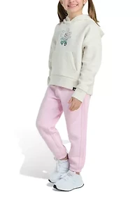 Toddler Girls Two Piece Long Sleeve Hooded Heather Pullover and Joggers Set