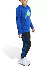 Toddler Boys Two Piece Long Sleeve Graphic Fleece Pullover & Joggers Set