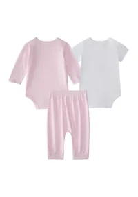 Baby Girls Three Piece Logo Bodysuit & Pants Set
