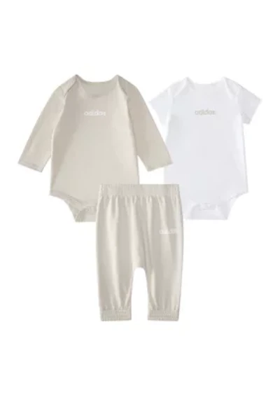 Baby Girls Three Piece Linear Logo Bodysuit & Pants Set