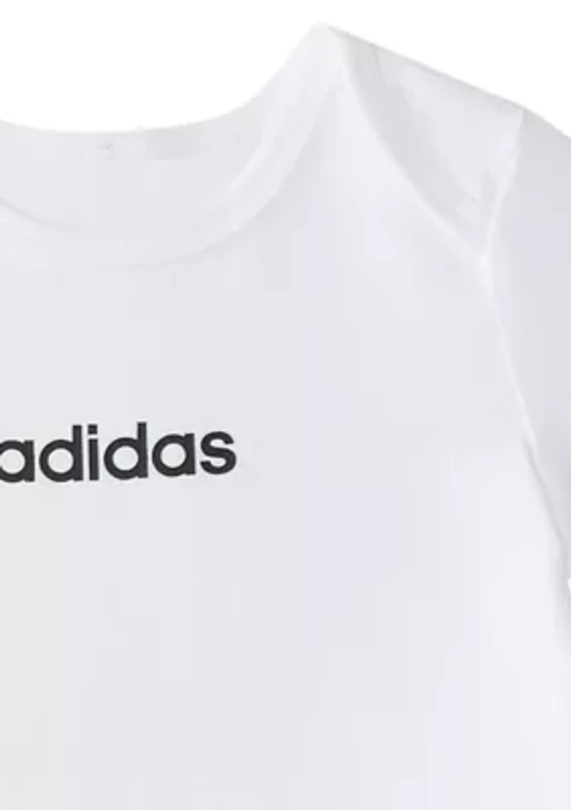 Baby Boys Three Piece Linear Logo Heather Bodysuit & Pants Set