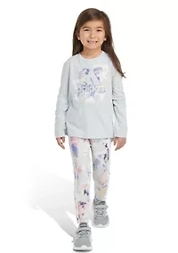Toddler Girls 2 Piece Long Sleeve Graphic T-Shirt and Printed Leggings Set