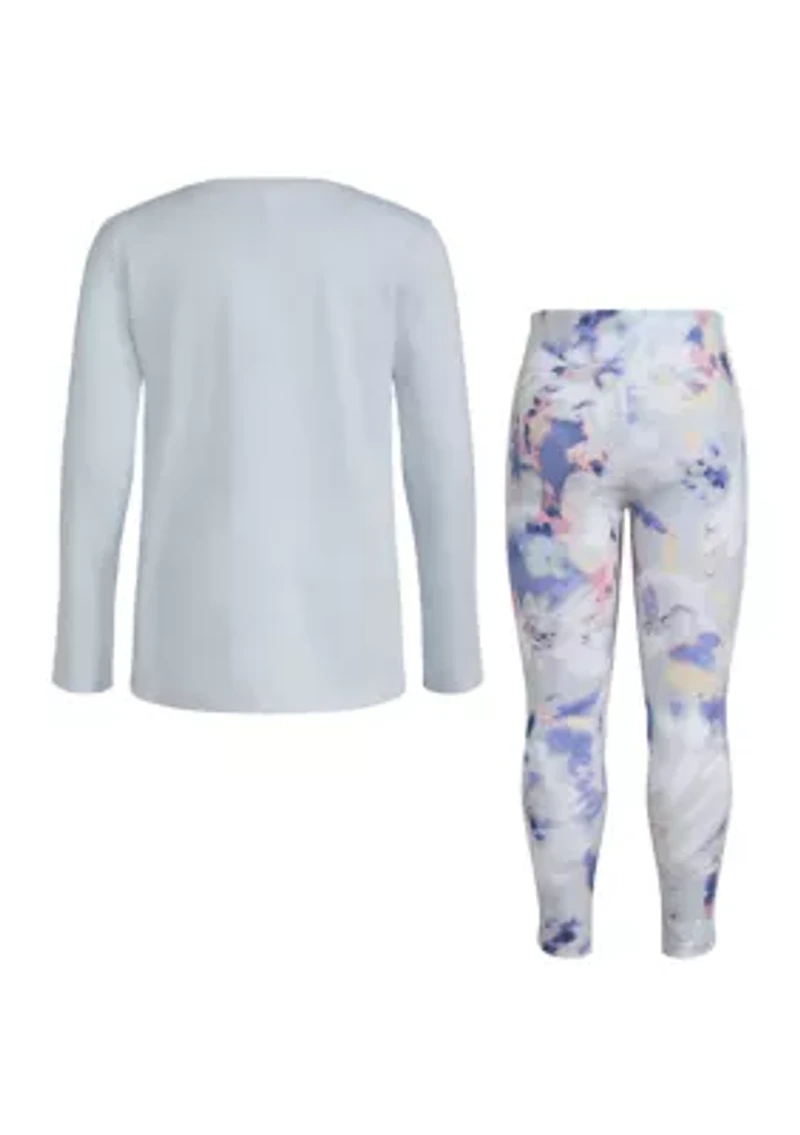 Toddler Girls 2 Piece Long Sleeve Graphic T-Shirt and Printed Leggings Set