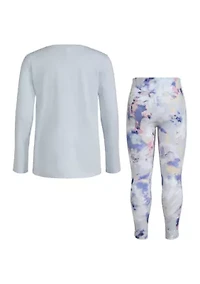 Toddler Girls 2 Piece Long Sleeve Graphic T-Shirt and Printed Leggings Set