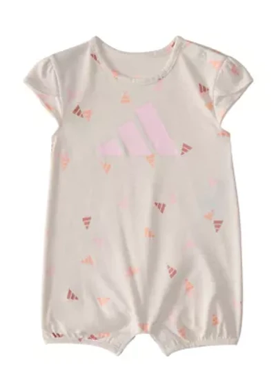 Baby Girls Short Sleeve Printed Heather Shortie Romper
