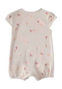 Baby Girls Short Sleeve Printed Heather Shortie Romper