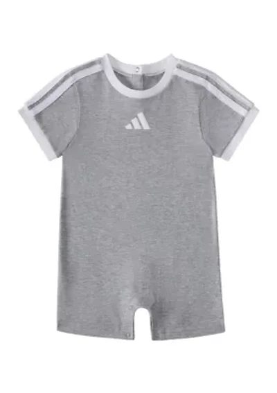 Baby Boys  Short Sleeve 3-Stripe Logo Heather Romper