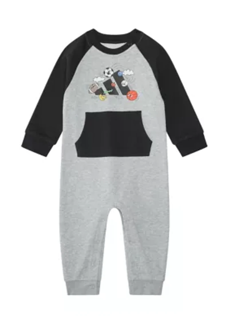Baby Boys Long Sleeve Color Blocked French Terry Coverall