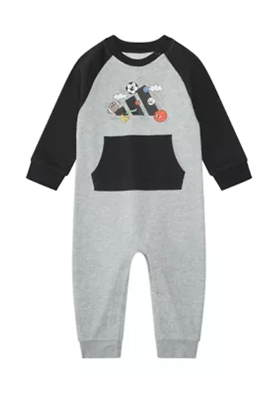 Baby Boys Long Sleeve Color Blocked French Terry Coverall
