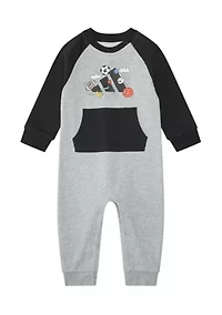 Baby Boys Long Sleeve Color Blocked French Terry Coverall