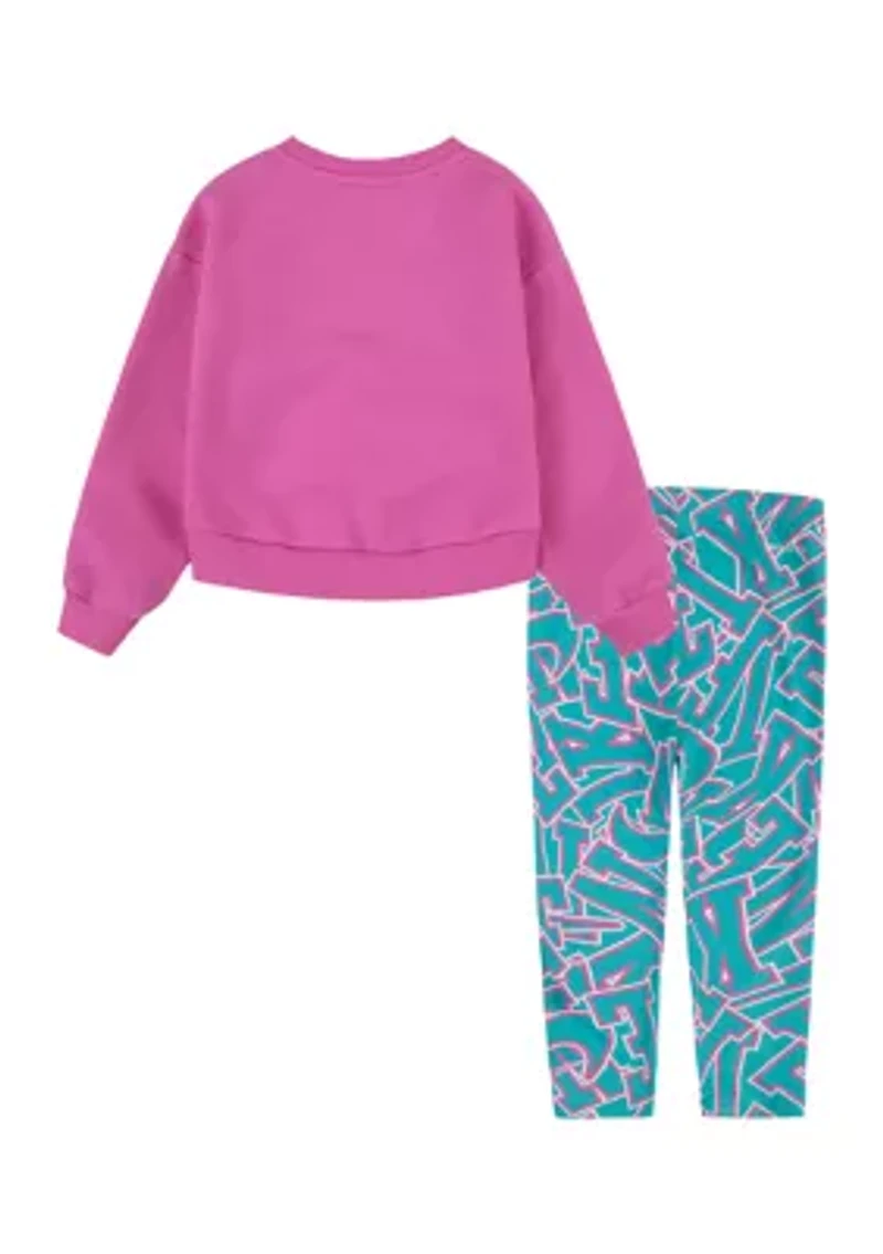 Baby Girls Swoosh Sweatshirt and Printed Leggings Set