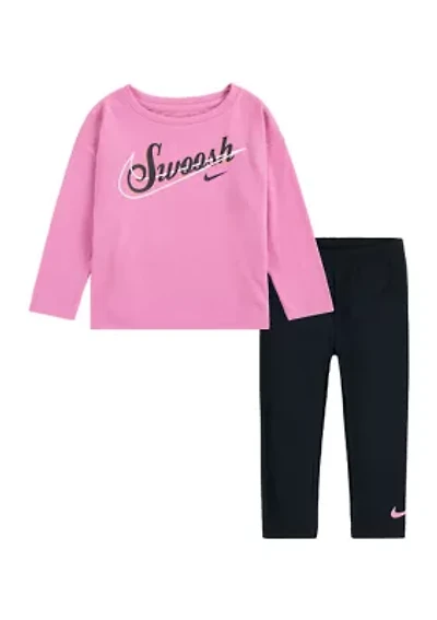 Baby Girls Graphic Sweatshirt and Shine Leggings Set