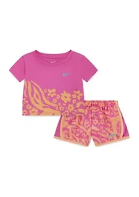 Baby Girls Printed T-Shirt and Shorts Set