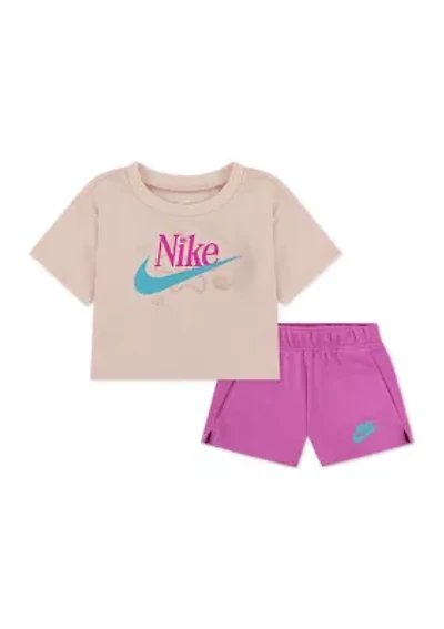 Baby Girls Cropped T-Shirt and Shorts Set