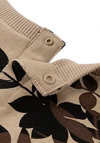 Baby Girls Floral Camo Printed Logo Sweatshirt and Flare Pants Set