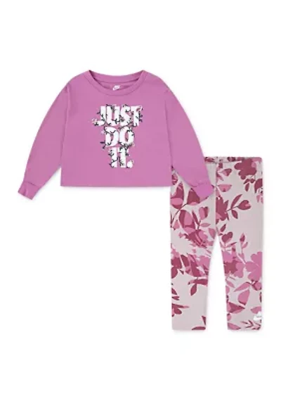 Baby Girls Graphic Sweatshirt and Printed Club Leggings Set