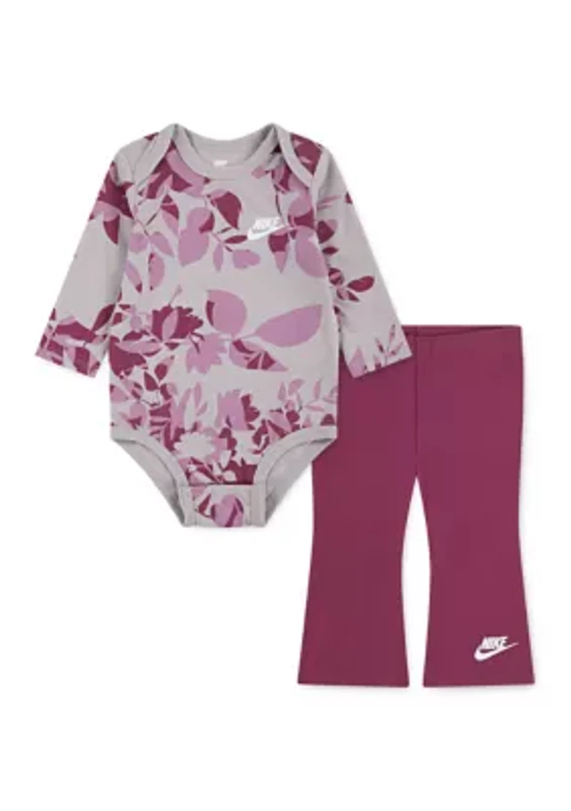 Baby Girls Printed Bodysuit and Flared Leggings Set
