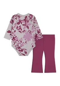 Baby Girls Printed Bodysuit and Flared Leggings Set