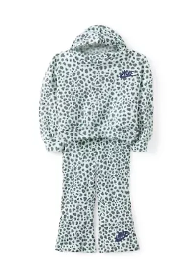 Baby Girls Animal Print Hoodie and Flared Pants Set