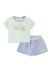 Baby Girls Crossover Graphic T-Shirt and Shorts Set