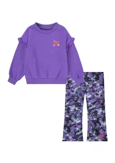 Toddler Girls Jersey Sweatshirt and Printed Flare Leggings