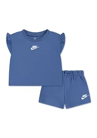 Toddler Girls Flutter Sleeve Shirt and Shorts Set