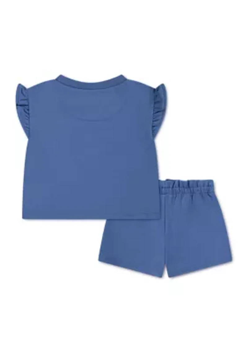 Toddler Girls Flutter Sleeve Shirt and Shorts Set