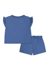 Toddler Girls Flutter Sleeve Shirt and Shorts Set