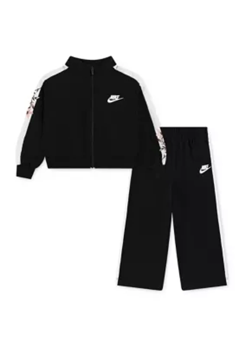 Toddler Girls Floral Printed Track Jacket and Pants Set