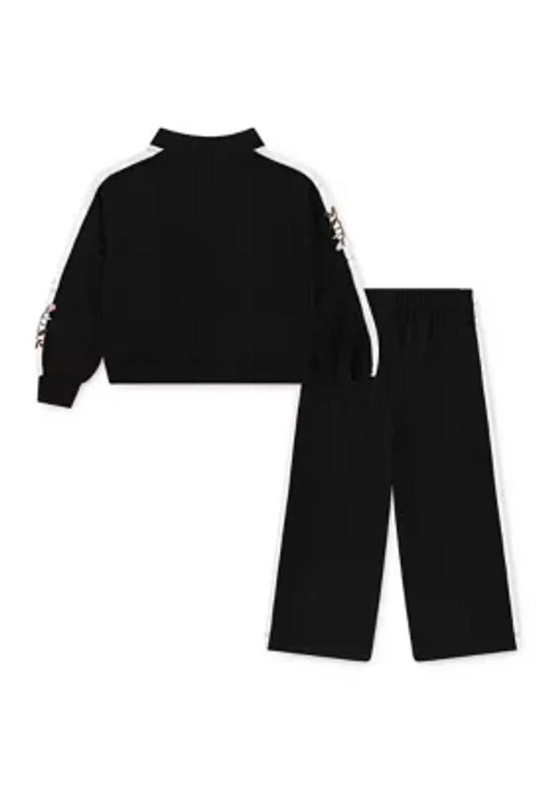 Toddler Girls Floral Printed Track Jacket and Pants Set
