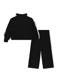 Toddler Girls Floral Printed Track Jacket and Pants Set