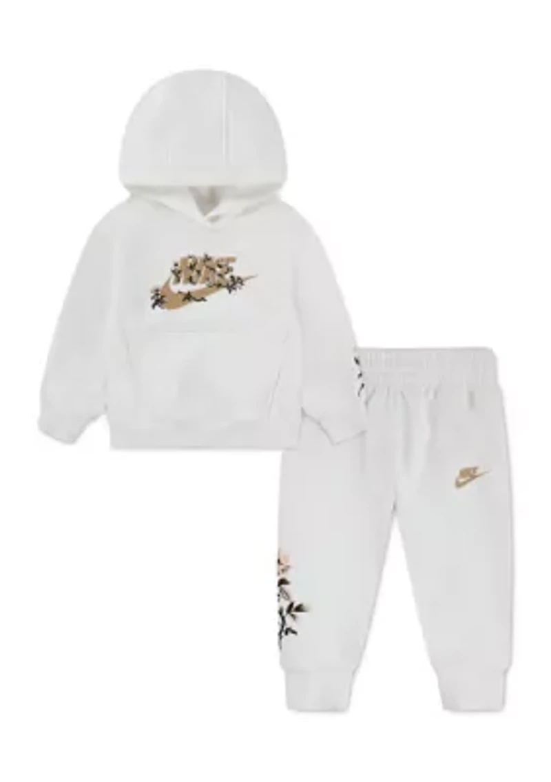 Toddler Girls Floral Futura Graphic Hoodie and Joggers Set